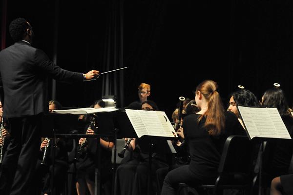 Students performing at the 2023-2024 All County Band Concert